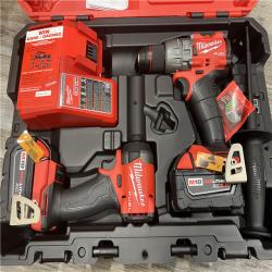 AS-IS MILWAUKEE M18 FUEL 18V Lithium-Ion Brushless Cordless Hammer Drill and Impact Driver Combo Kit (2-Tool) with 2 Batteries