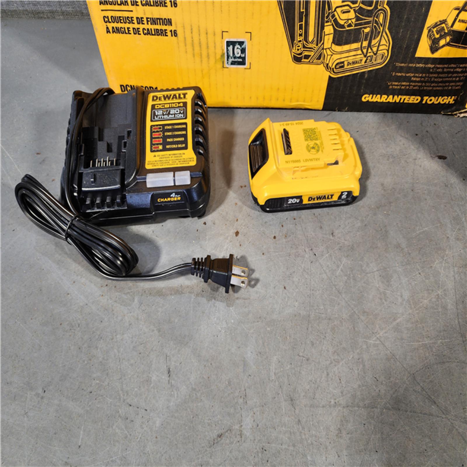 HOUSTON LOCATION - AS-IS DeWalt DCN660D1 20V 16 Gauge Cordless Angled Finish Nailer Kit W/ 2Ah Battery