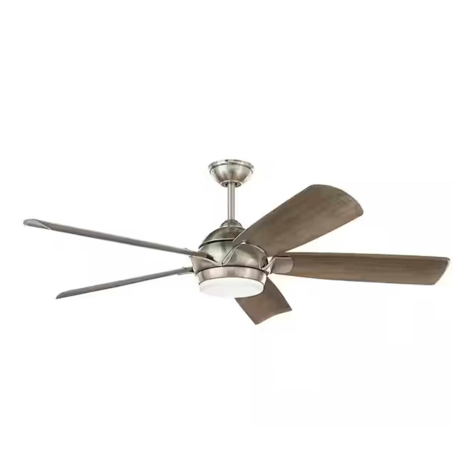 DALLAS LOCATION - Home Decorators Collection Camrose 60 in. Integrated Color LED Brushed Nickel Ceiling Fan with Light Kit and Remote Color Changing PALLET -( 24 UNITS)