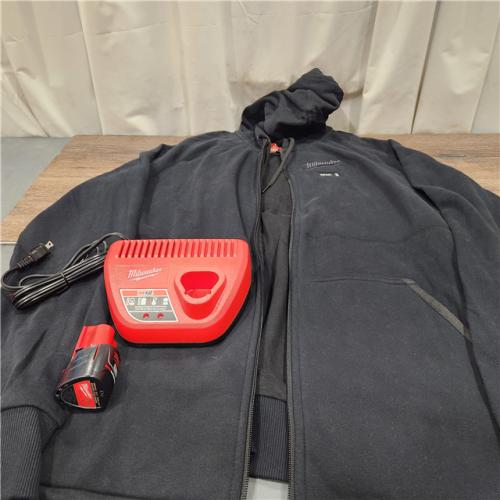 AS IS Milwaukee 306B-21L 12V Heated Hoodie Kit Black (Large) with 2.0Ah Lithium Ion Battery & Charger