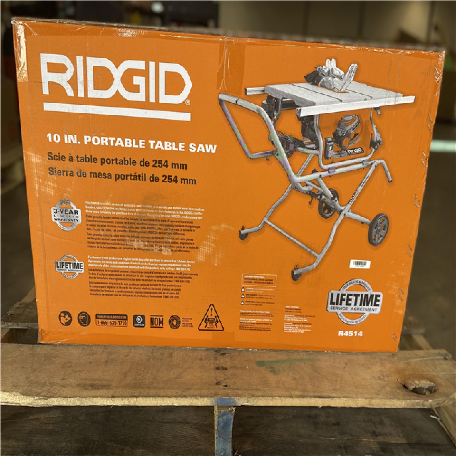 NEW! - RIDGID 15 Amp 10 in. Portable Corded Pro Jobsite Table Saw with Stand