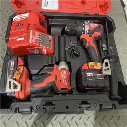 Houston location AS-IS MILWAUKEE M18 FUEL 18V Lithium-Ion Brushless Cordless Hammer Drill and Impact Driver Combo Kit (2-Tool) with 2 Batteries