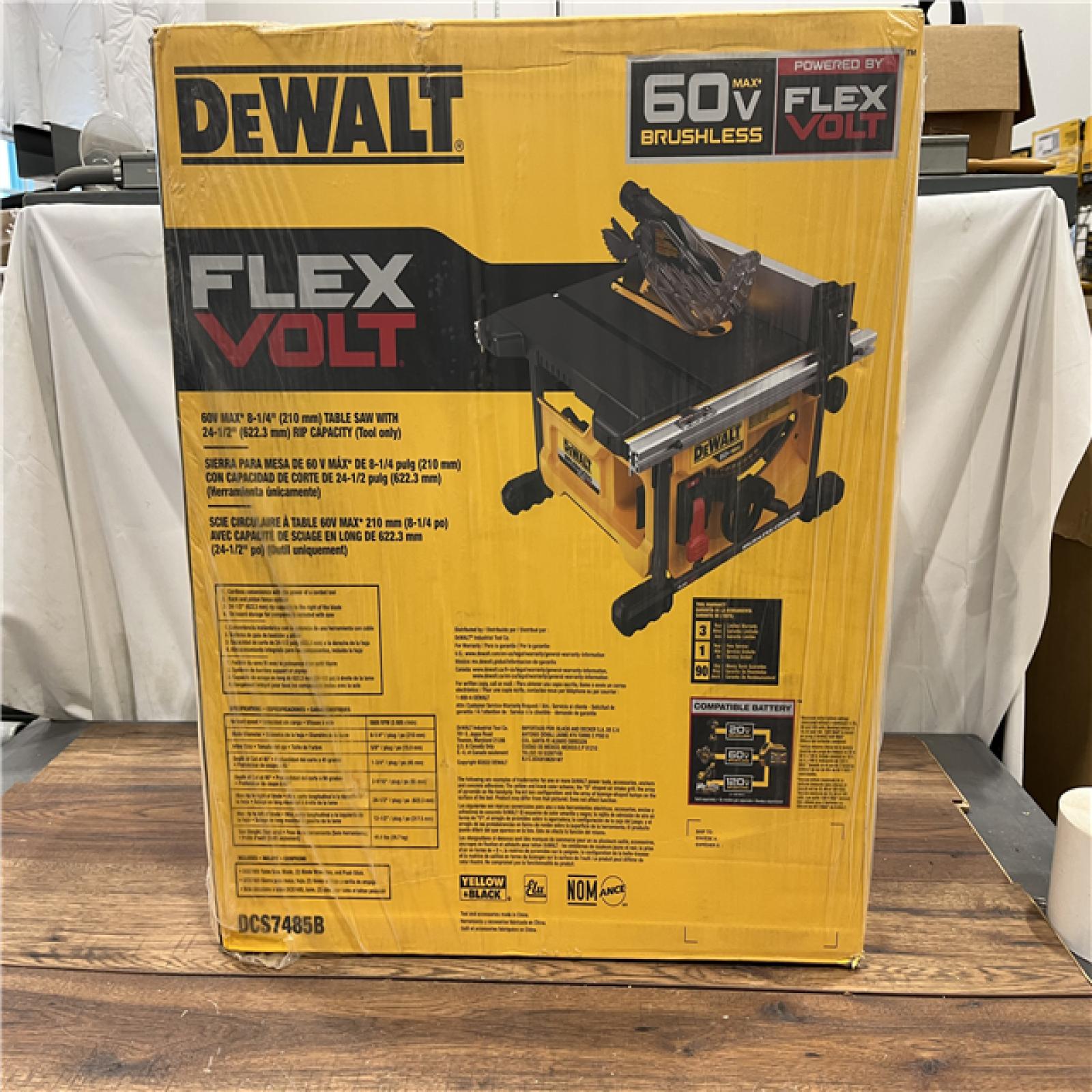 AS-IS Dewalt - DCS7485B - DeWALT DCS7485B FLEXVOLT 60-Volt 8-1/4-Inch Adjustable Table Saw - Bare Tool