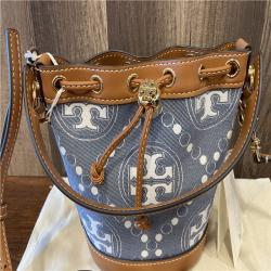 NEW! Tory Burch Monogram Mini Denim Bucket Bag