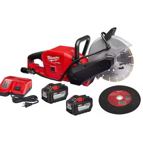 NEW! - Milwaukee M18 FUEL ONE-KEY 18V Lithium-Ion Brushless Cordless 9 in. Cut Off Saw Kit W/(2) 12.0Ah Batteries & Rapid Charger