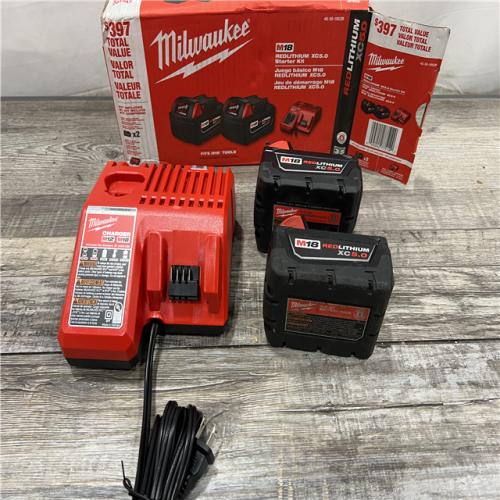 AS-IS Milwaukee M18 18-Volt Lithium-Ion XC Starter Kit with Two 5.0Ah Batteries / Charger (48-59-1852B)