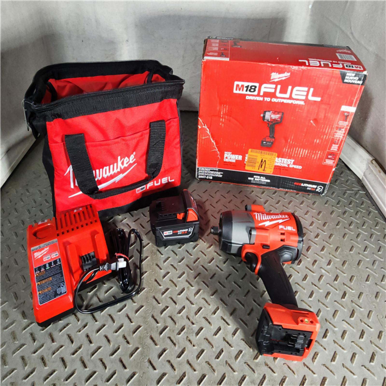 HOUSTON LOCATION - AS-IS (APPEARS LIKE NEW) Milwaukee M18 1/2 in. Cordless Brushless High Torque Impact Wrench Kit (Battery & Charger)