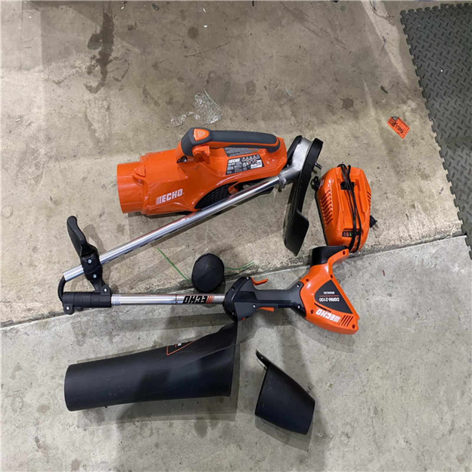 Houston location AS-IS Eforce 56 Volt 16  Battery String Trimmer and Battery Handheld Blower W/ 2.5ah Battery and Charger