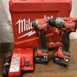 AS-ISMilwaukee M18 FUEL 18V Lithium-Ion Brushless Cordless Hammer Drill and Impact Driver Combo Kit (2-Tool) with 2 Batteries