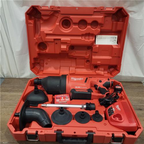 AS-IS M12 12-Volt Lithium-Ion Cordless Drain Cleaning Airsnake Air Gun Kit with (1) 2.0Ah Battery, Toilet Attachments