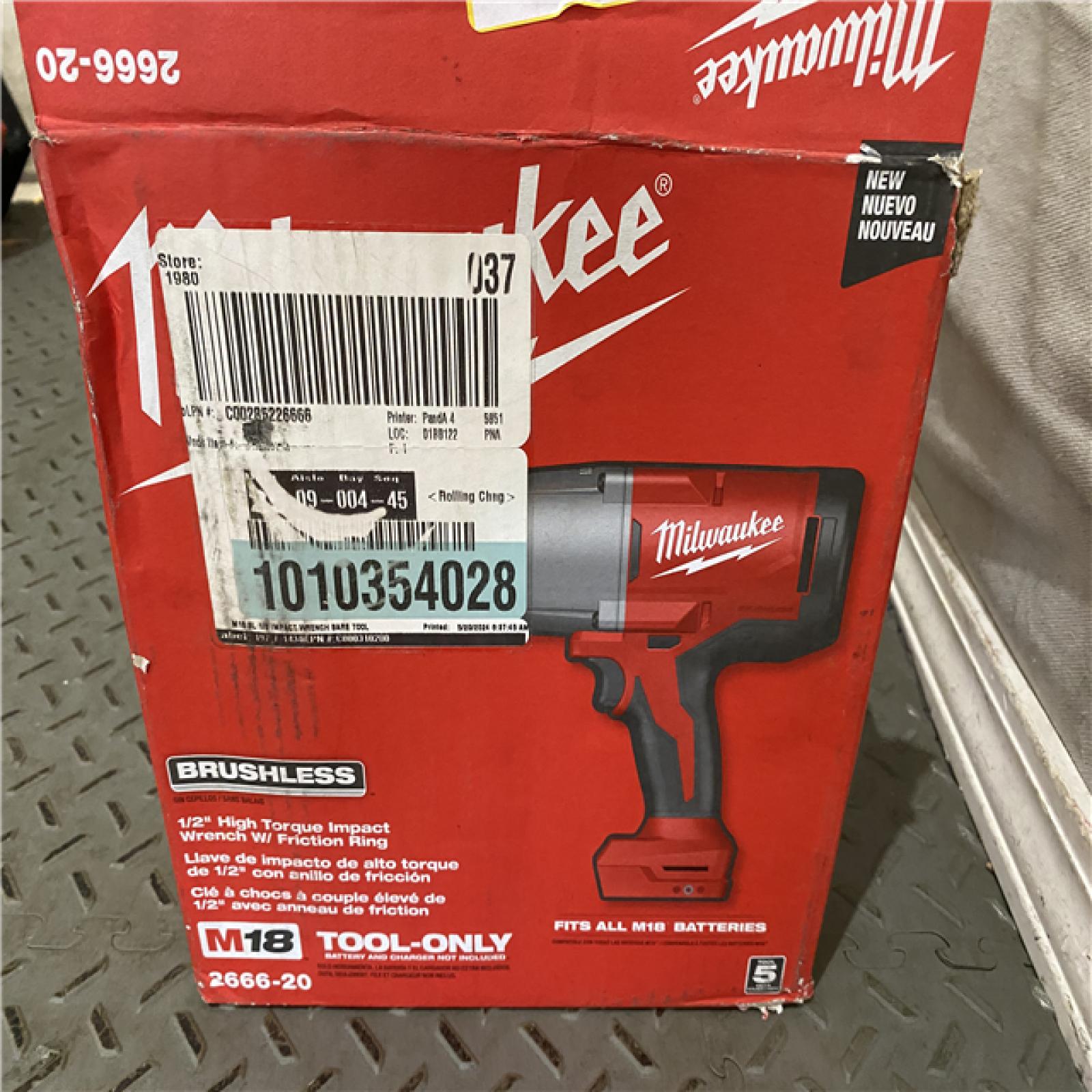 Houston location AS-IS Milwaukee 2666-20 M18 18-Volt Lithium-Ion Brushless 1/2 in. High Torque Impact Wrench with Friction Ring (Tool-Only)