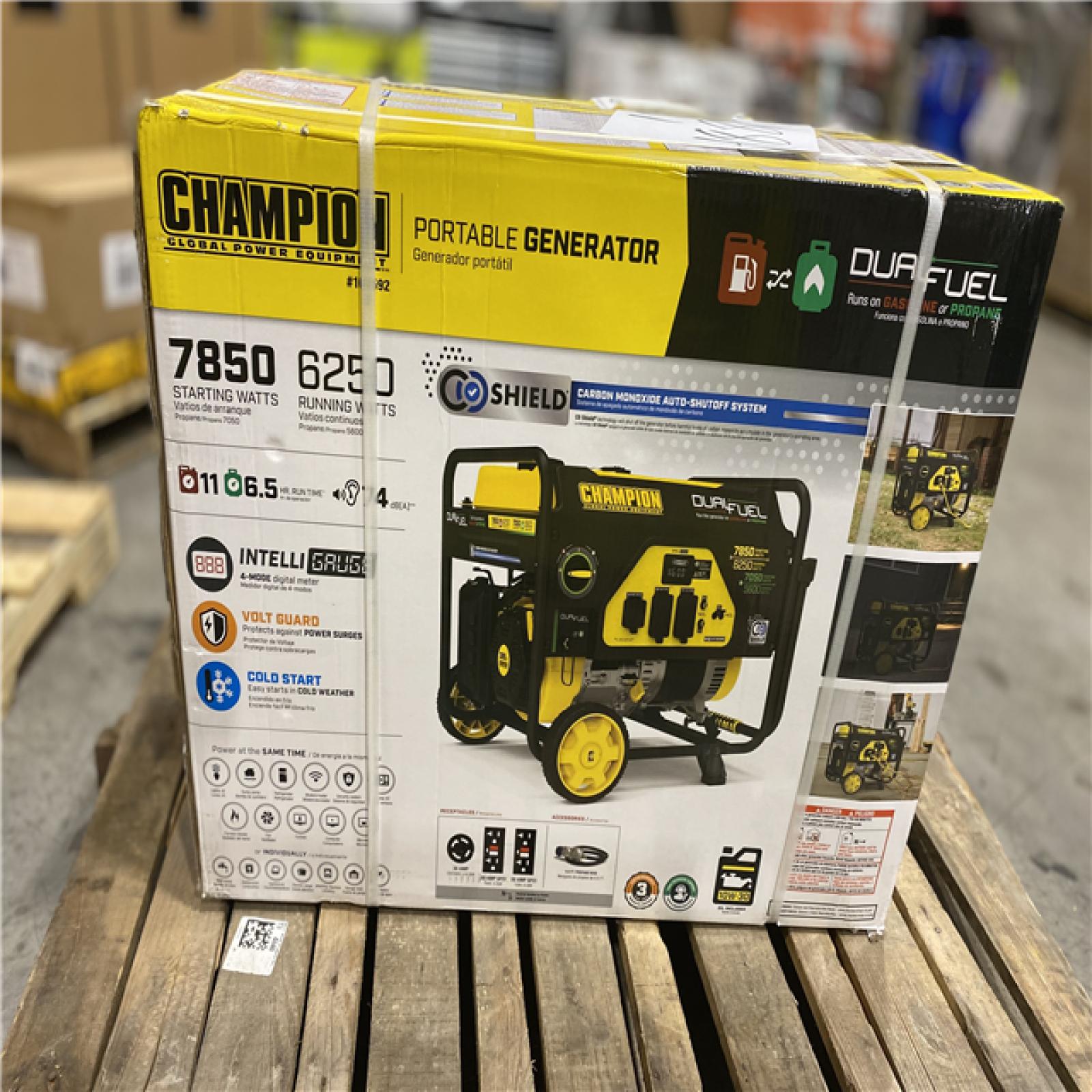 DALLAS LOCATION - Champion Power Equipment 7850/6250-Watt Gasoline and Propane Powered Dual Fuel Portable Generator with CO Shield