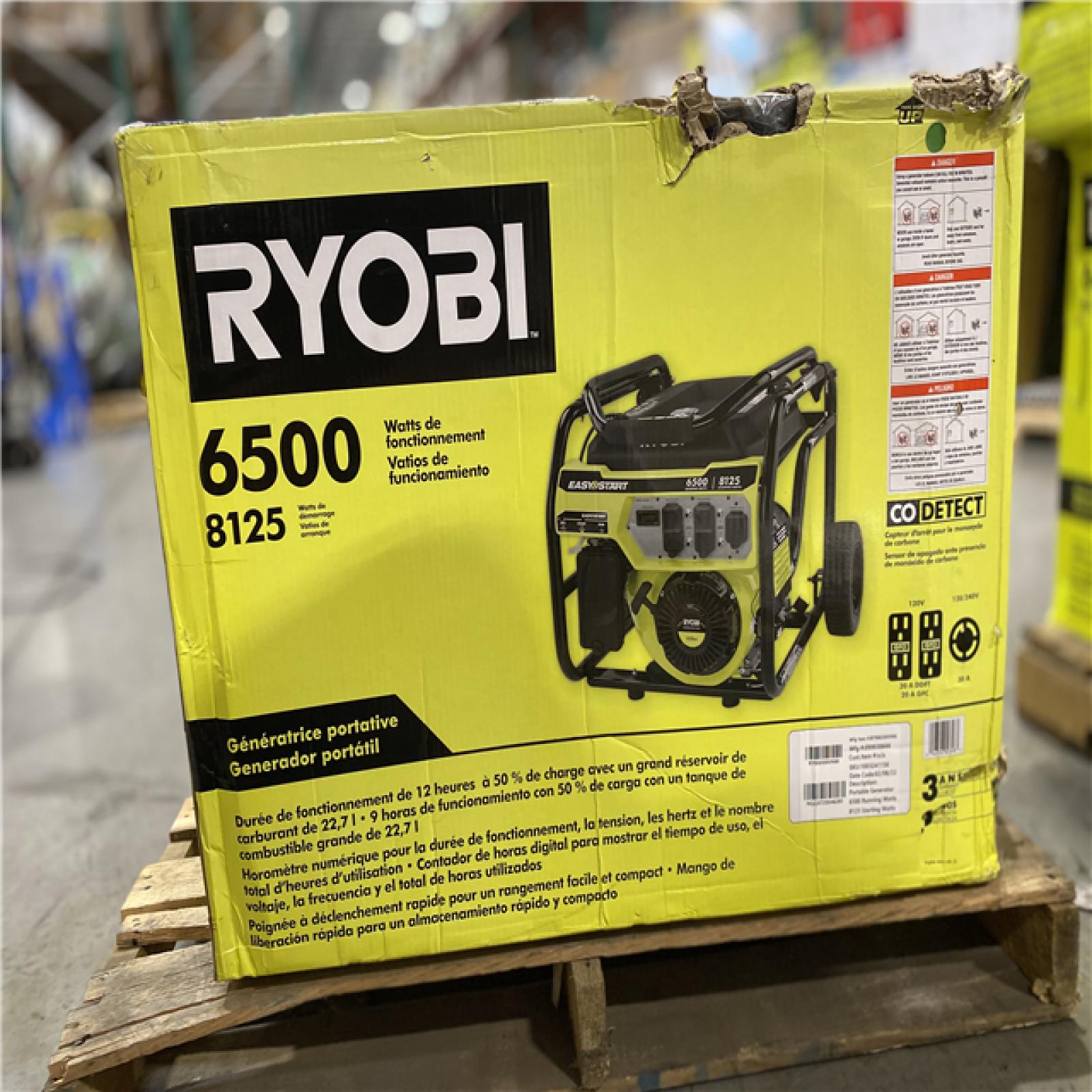 DALLAS LOCATION -RYOBI 6,500-Watt Gasoline Powered Portable Generator with CO Shutdown Sensor