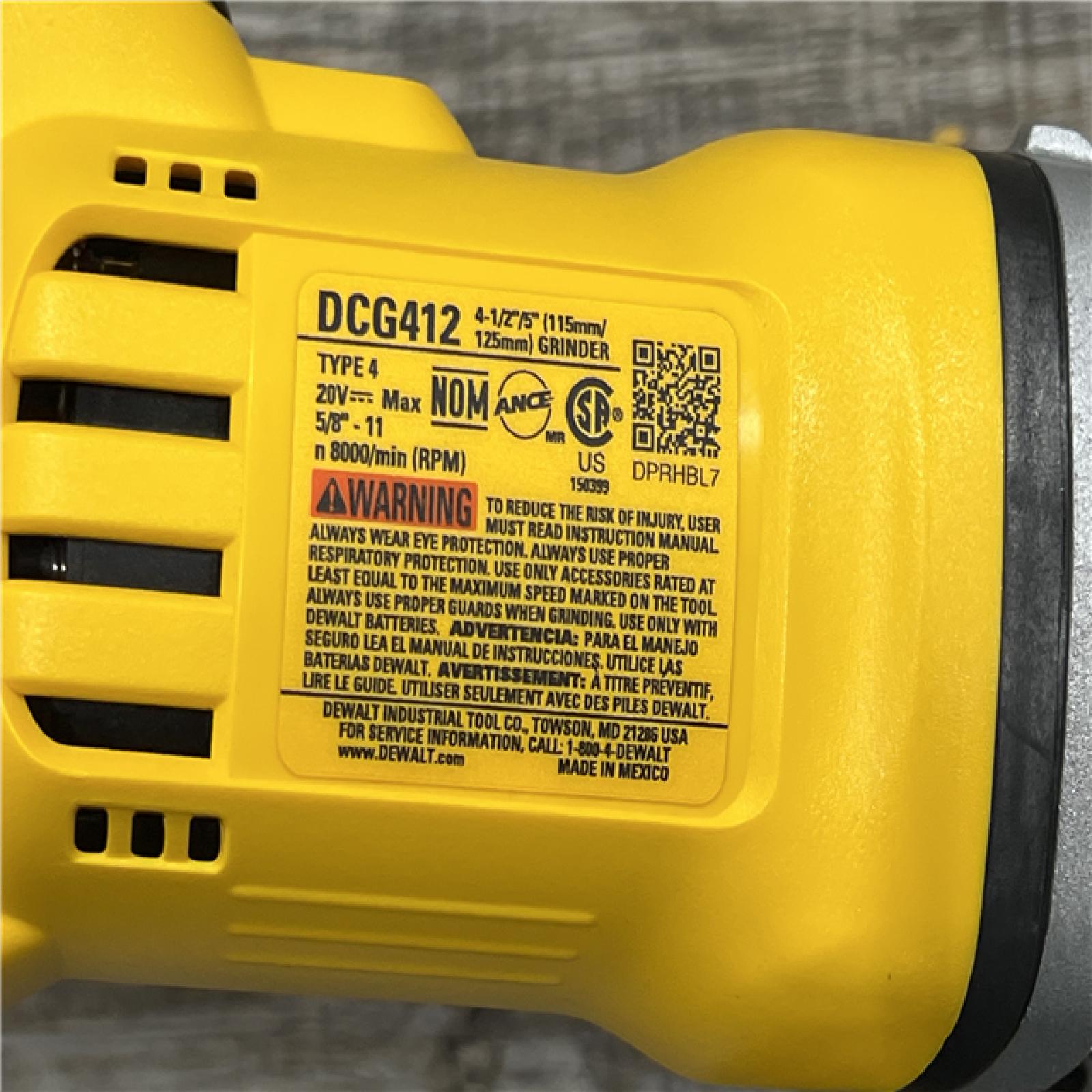 AS-IS DEWALT 20V MAX Cordless 4.5 in. - 5 in. Angle Grinder (Tool Only)