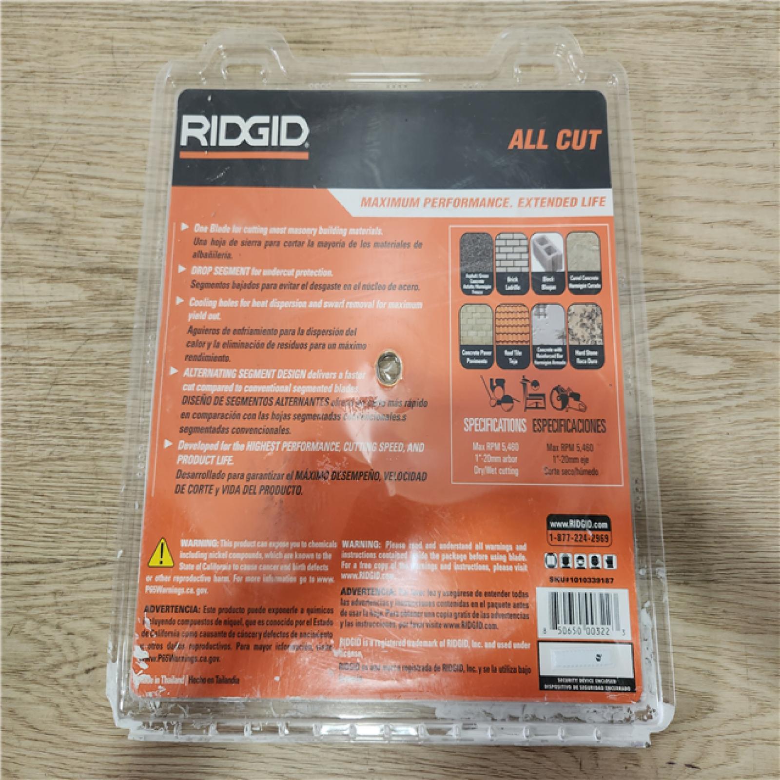 Phoenix Location NEW RIDGID 14 in. All-Cut Segmented Rim Diamond Saw Blade