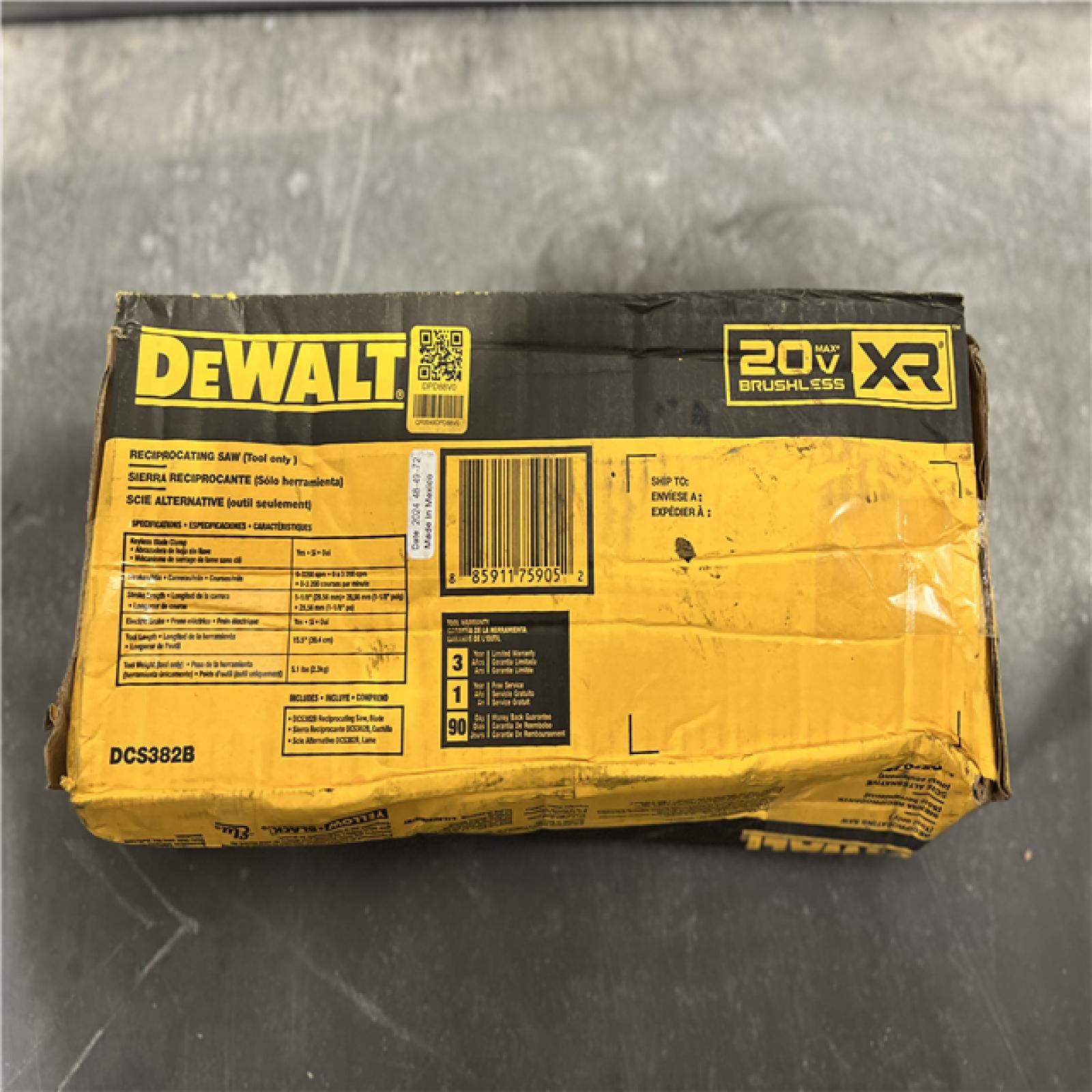 AS-IS  - DEWALT 20V MAX XR Cordless Brushless Reciprocating Saw (Tool Only)