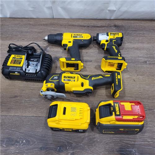 AS-IS DEWALT 20-Volt Lithium-Ion Cordless 3-Tool Combo Kit with FLEXVOLT 9 Ah and 20V 6 Ah Batteries and Charger