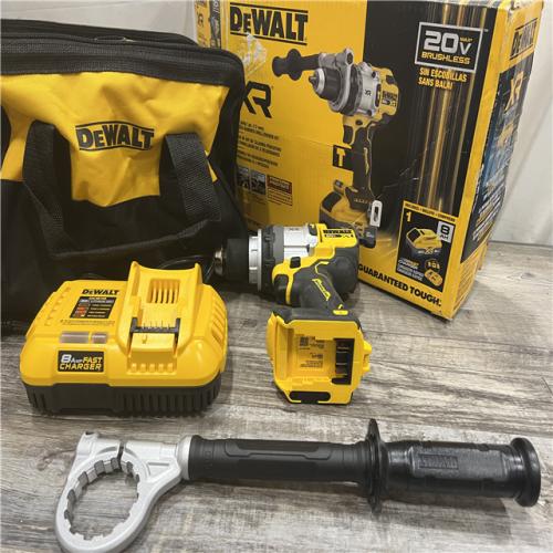 AS-IS DEWALT 20V XR Lithium-Ion Cordless Hammer Drill Kit with 8.0 Ah Battery, Charger and Kit Bag