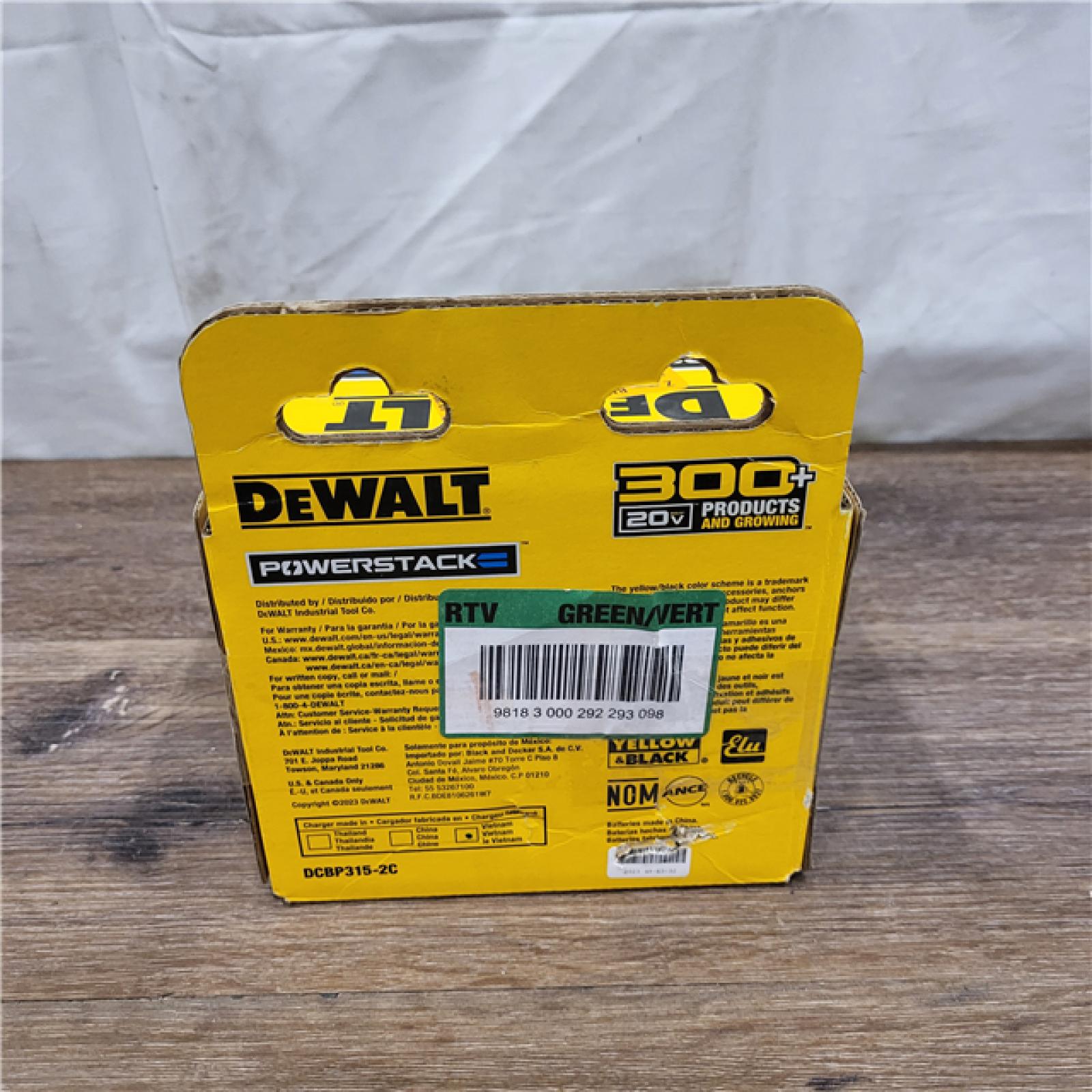 AS-IS DeWalt 20V MAX POWERSTACK DCBP315-2C Lithium-Ion 1.7Ah and 5Ah Battery and Charger Starter Kit 3 Pc