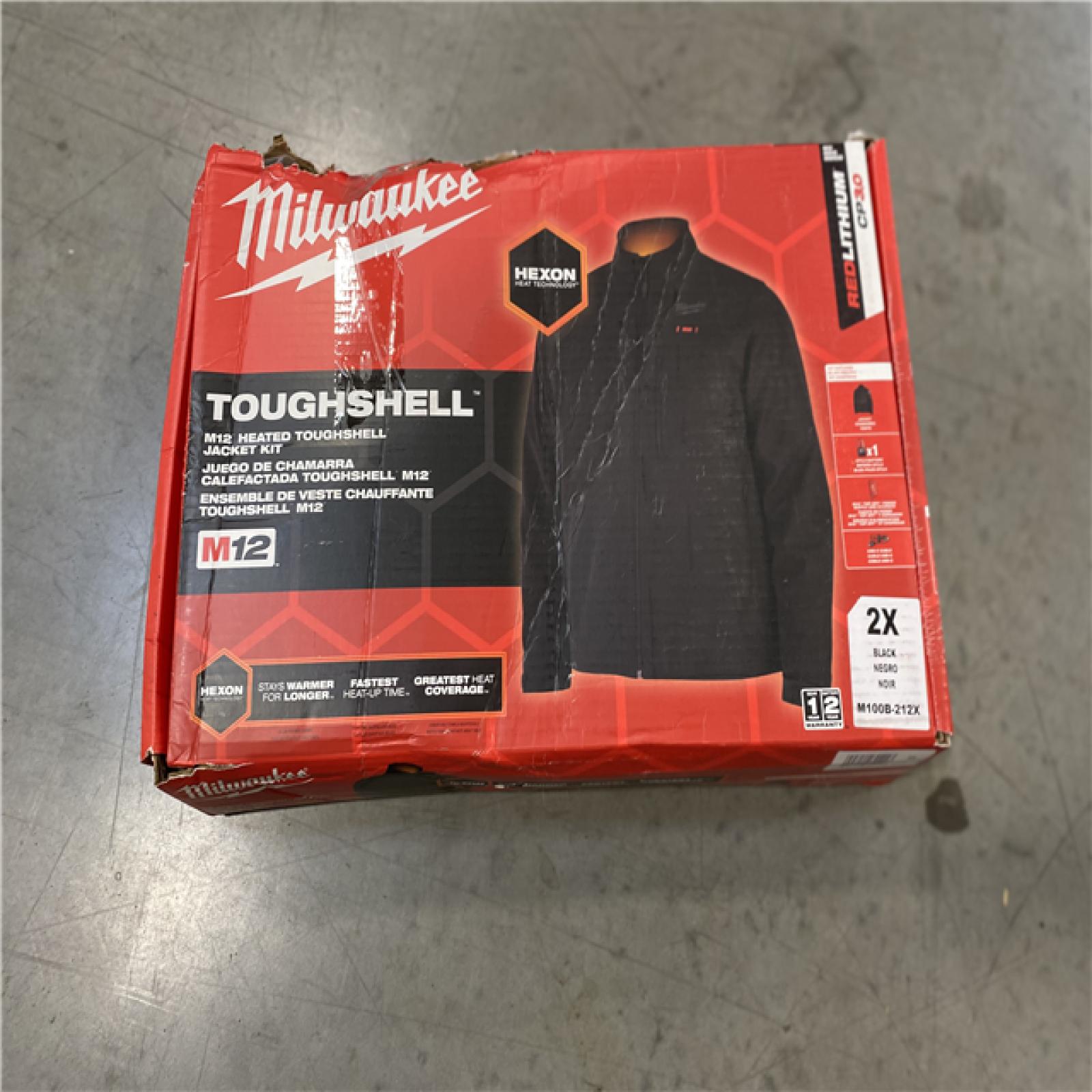 NEW!Milwaukee Men's 2X-Large M12 12-Volt Lithium-Ion Cordless Tough Shell Black Heated Jacket with (1) 3.0 Ah Battery