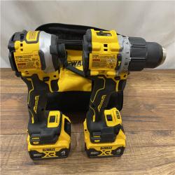 AS IS DEWALT 20V MAX XR Hammer Drill and ATOMIC Impact Driver 2 Tool Cordless Combo Kit with (2) 4.0Ah Batteries, Charger, and Bag