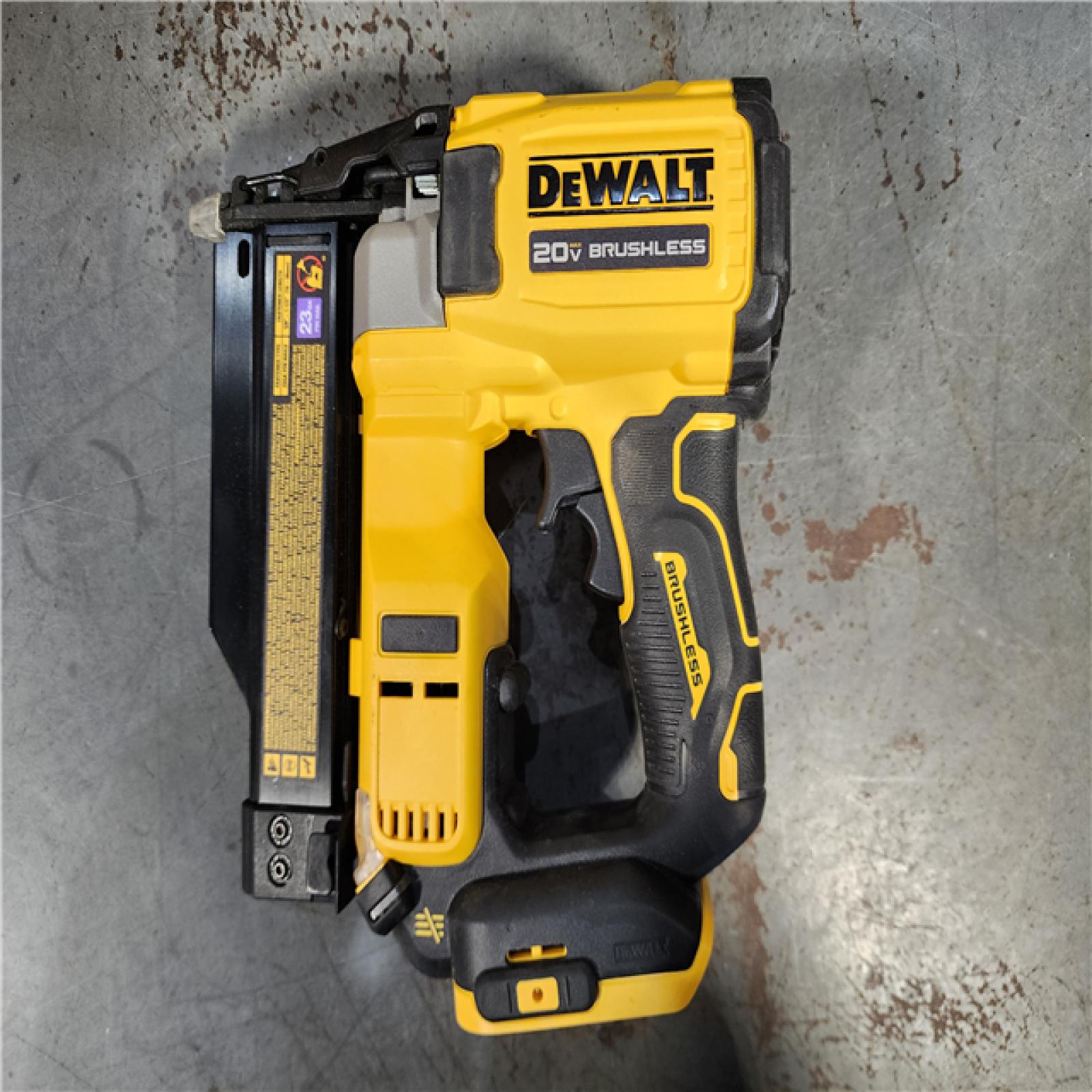 HOUSTON LOCATION - AS-IS DEWALT ATOMIC 20V MAX Lithium Ion Cordless 23 Gauge Pin Nailer Kit with 2.0Ah Battery and Charger