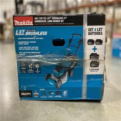 DALLAS LOCATION - Makita 21 in. 18V X2 (36V) LXT Lithium-Ion Cordless Walk Behind Push Lawn Mower Kit with 4 Batteries (5.0 Ah)