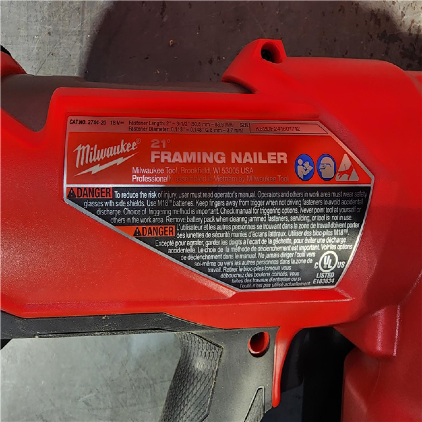 HOUSTON LOCATION - AS-IS Milwaukee 2744-20 M18 FUEL 21-Degree Cordless Framing Nailer (Tool Only)