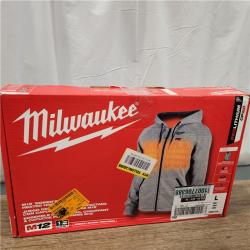 AS-IS Milwaukee Women's Large M12 12-Volt Lithium-Ion Cordless Gray Heated Jacket Hoodie Kit with (1) 2.0 Ah Battery and Charger