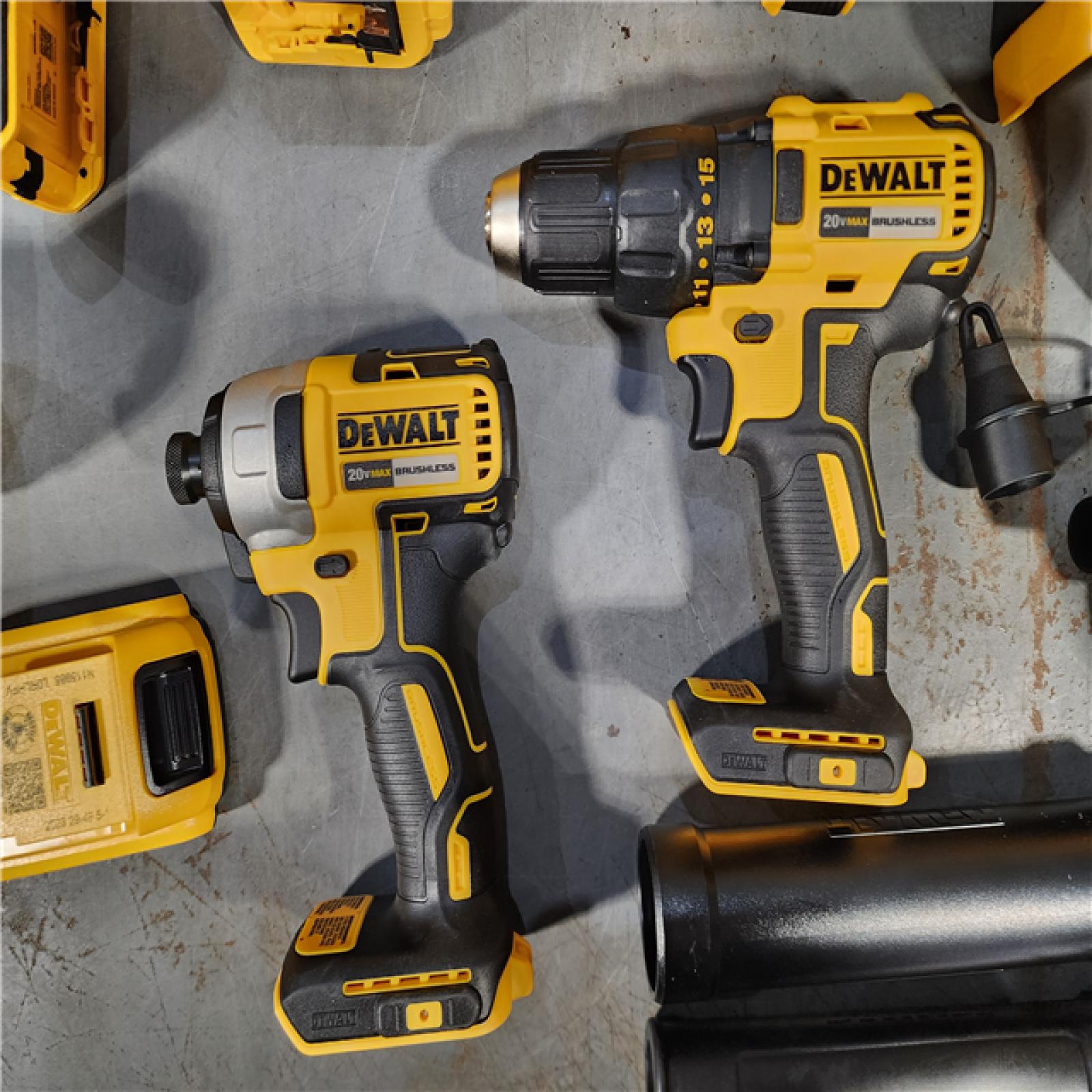 HOUSTON LOCATION - AS-IS (APPEARS LIKE NEW) DEWALT 20-Volt Max Lithium-Ion 10-Tool Cordless Combo Kit with Two 2.0 Ah Batteries, Charger and 2 Bags