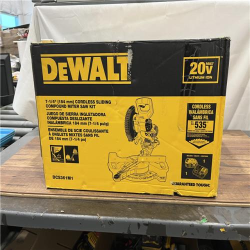 AS-IS DEWALT 20V MAX Cordless 7-1/4 in. Sliding Miter Saw with (1) 20V Battery 4.0Ah