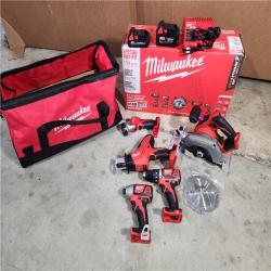 HOUSTON LOCATION - AS-IS (APPEARS LIKE NEW) Milwaukee M18 18-Volt Lithium-Ion Cordless Combo Tool Kit (5-Tool) with (1) 3.0Ah and (1) 1.5Ah Battery, (1) Charger, (1) Tool Bag