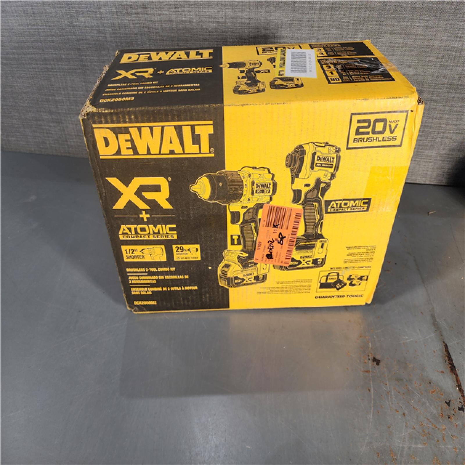 HOUSTON LOCATION - AS-IS (APPEARS LIKE NEW) DEWALT 20V MAX XR Hammer Drill and ATOMIC Impact Driver 2 Tool Cordless Combo Kit with (2) 4.0Ah Batteries, Charger, and Bag