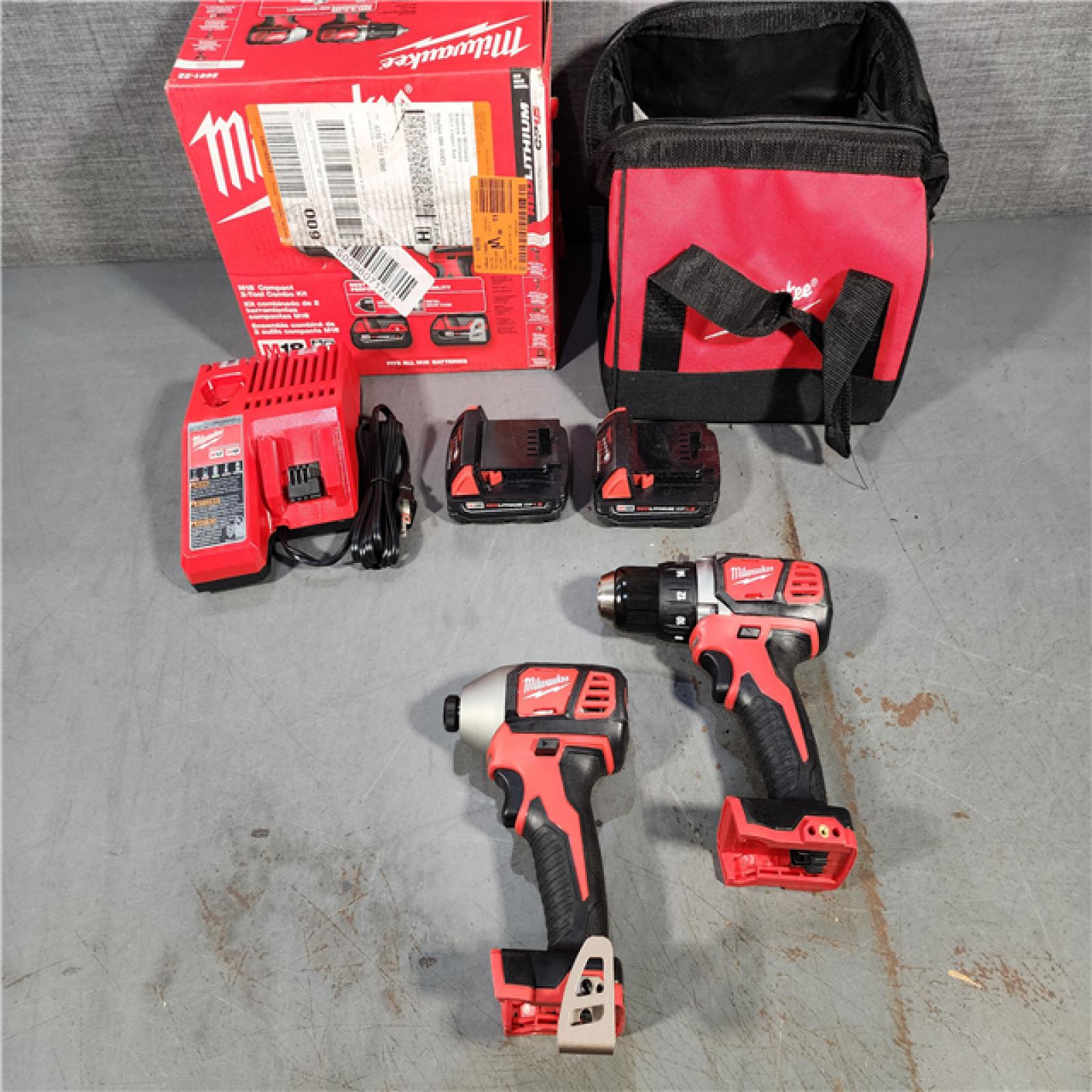 HOUSTON LOCATION - AS-IS Milwaukee M18 18V Cordless Brushed 2 Tool Drill/Driver and Impact Driver Kit