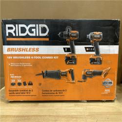 NEW! -RIDGID 18V Brushless 4 PC Combo Kit