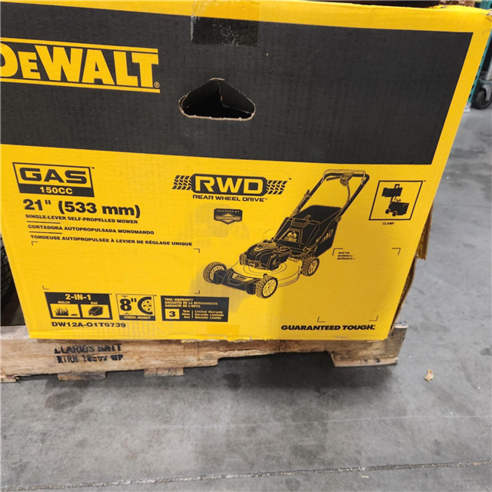 DALLAS LOCATION - AS-IS DEWALT 21 in. 150cc Briggs and Stratton 625ex Engine Rear Wheel Drive 2-in-1 Gas Self Propelled Walk Behind Lawn Mower