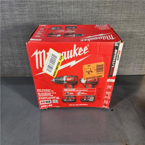 HOUSTON LOCATION - AS-IS Milwaukee M18 18V Cordless Brushed 2 Tool Drill/Driver and Impact Driver Kit