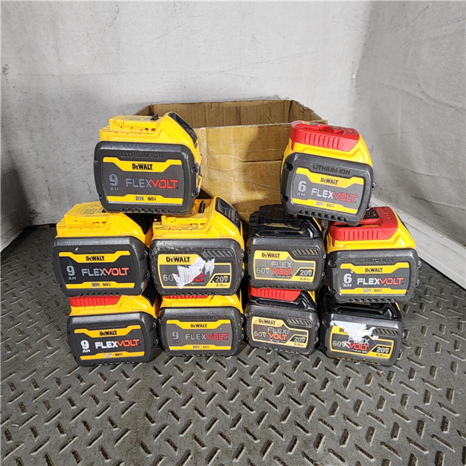 HOUSTON LOCATION - AS-IS Dewalt 60V Max 6.0Ah Battery (QTY - 5), Dewalt 60V Max 9.0Ah Battery (QTY - 5)