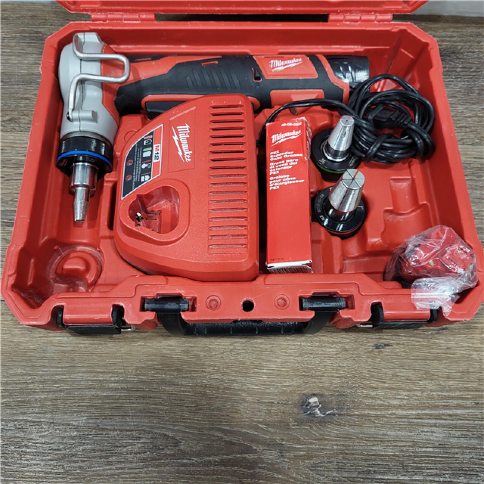 AS-IS M12 12-Volt Lithium-Ion Cordless PEX Expansion Tool Kit with (2) 1.5 Ah Batteries, (3) Expansion Heads and Hard Case