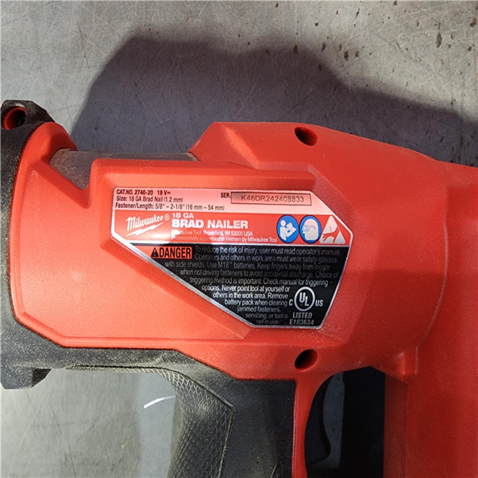 HOUSTON LOCATION - AS-IS Milwaukee M18 Fuel 18V Brushless 18-Gauge Brad Nailer 2746-20 (Bare Tool)