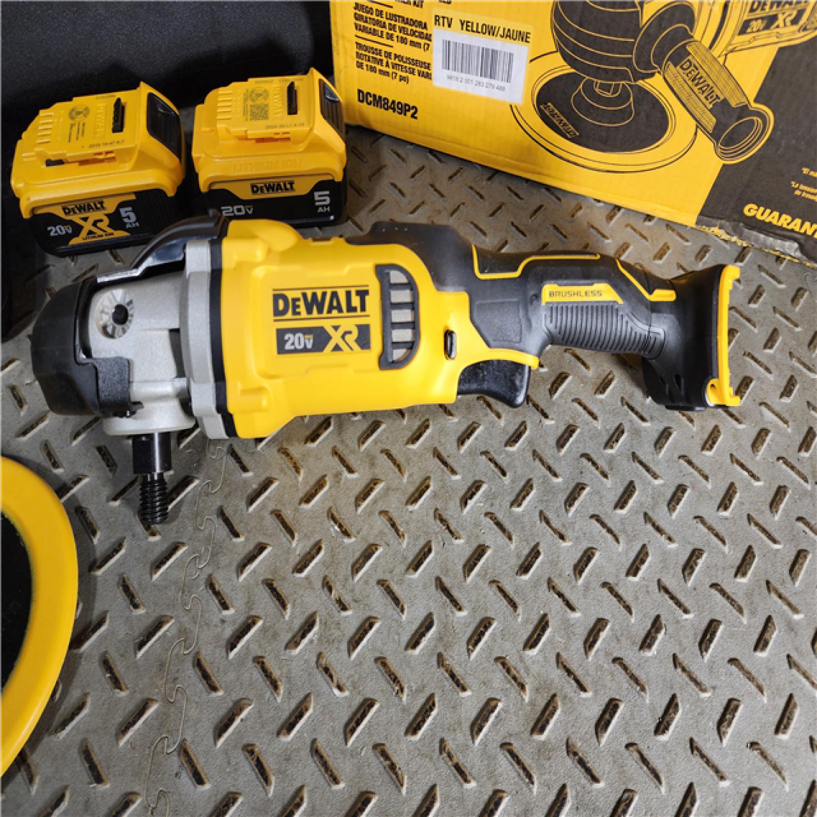 HOUSTON LOCATION - AS-IS (APPEARS LIKE NEW) 20V MAX XR Cordless Brushless 7 in. Variable Speed Rotary Polisher with (2) 20V 5.0Ah Batteries and Charger