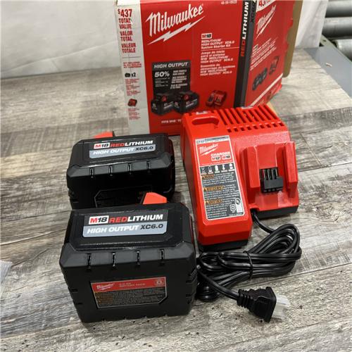 AS-IS Milwaukee M18 18-Volt Lithium-Ion High Output Starter Kit with Two 6.0 Ah Battery and Charger