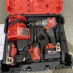 Houston location AS-IS Milwaukee 3697-22 M18 FUEL 1/2 Hammer Driller/Driver &1/4 Hex Impact Driver 2 Tool Combo Kit