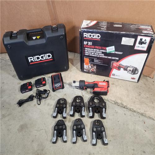 HOUSTON LOCATION - AS-IS (APPEARS LIKE NEW) RIDGID RP 351 Battery Kit W/ProPress Jaws, 1/2 to 2, 18V Li-Ion