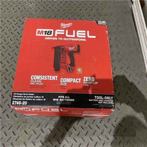 Houston location AS-IS Milwaukee M18 Fuel 18V Brushless 18-Gauge Brad Nailer 2746-20 (Bare Tool)