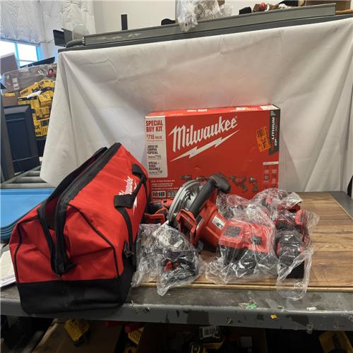 AS-IS Milwaukee M18 18-Volt Lithium-Ion Cordless Combo Tool Kit (5-Tool) with (1) 3.0Ah and (1) 1.5Ah Battery, (1) Charger, (1) Tool Bag