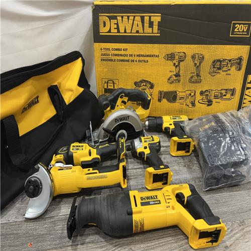 AS-IS DEWALT 20V MAX Cordless 6 Tool Combo Kit with (1) 20V 4.0Ah Battery, (1) 20V 2.0Ah Battery, and Charger