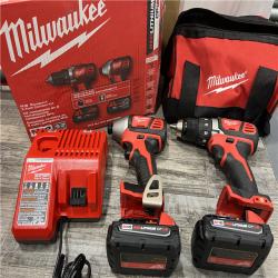 AS-IS Milwaukee M18 18V Cordless Brushed 2 Tool Drill/Driver and Impact Driver Kit