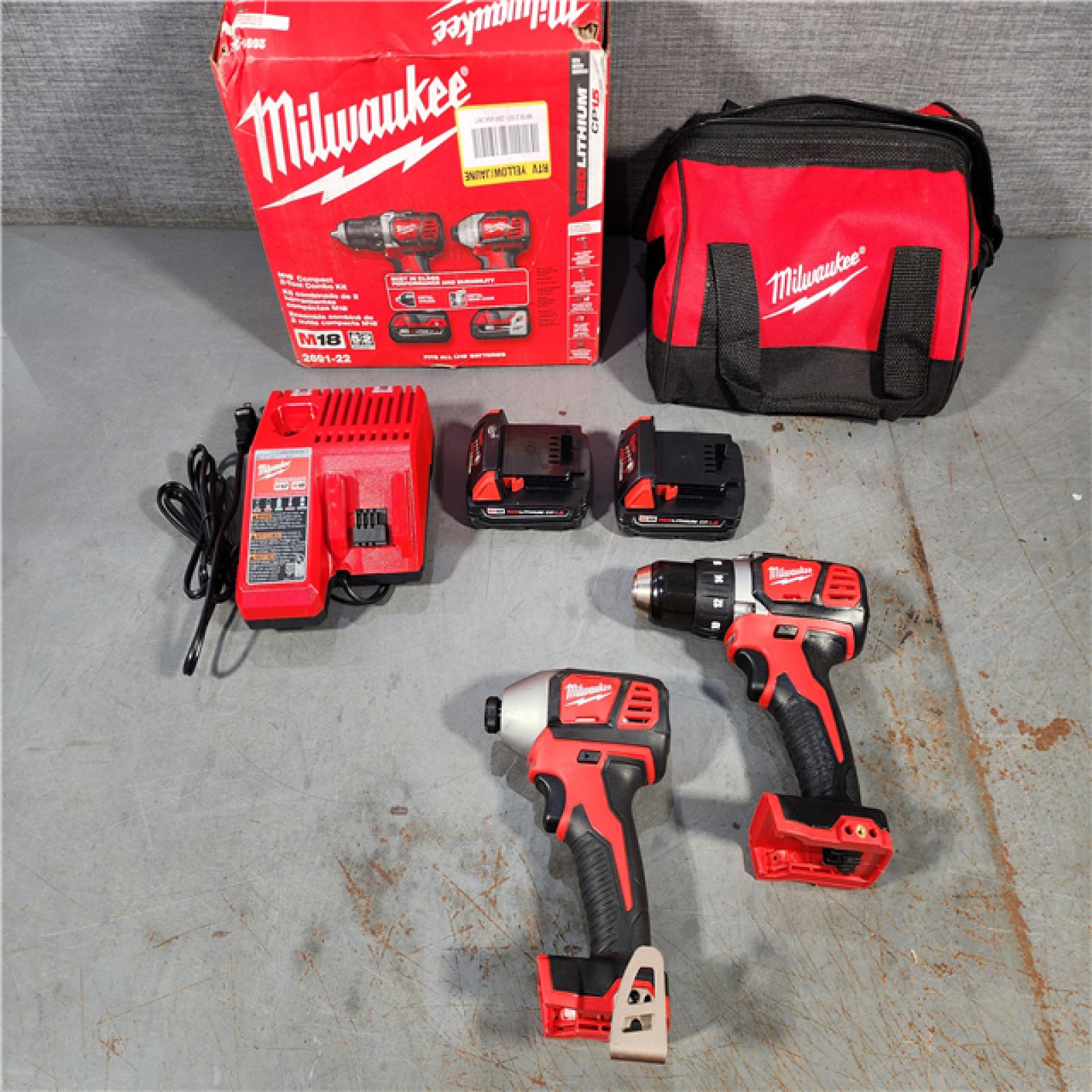 HOUSTON LOCATION - AS-IS Milwaukee M18 18V Cordless Brushed 2 Tool Drill/Driver and Impact Driver Kit