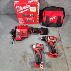 HOUSTON LOCATION - AS-IS Milwaukee M18 18V Cordless Brushed 2 Tool Drill/Driver and Impact Driver Kit